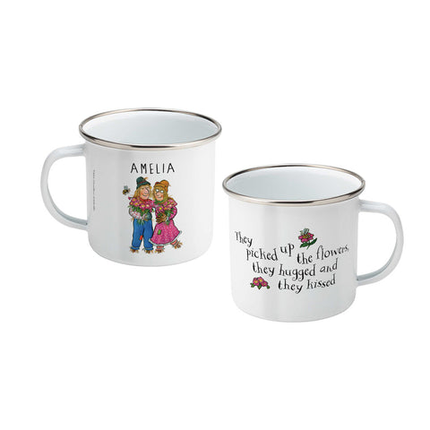 They Hugged and Kissed Personalised Enamel Mug
