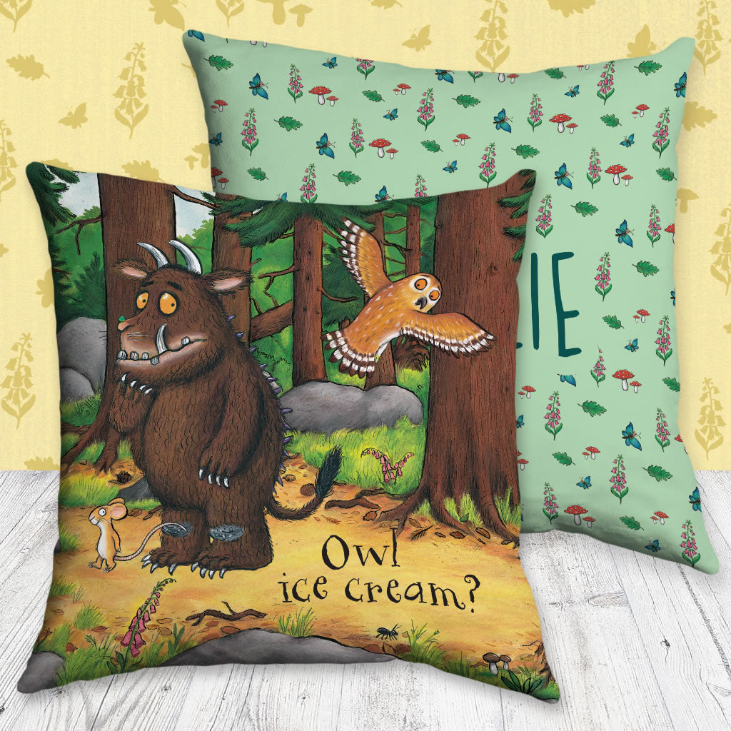 Owl Icecream Gruffalo Personalised Cushion (Lifestyle)