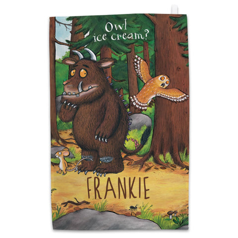 Personalised Gruffalo and Owl Personalised Tea Towel