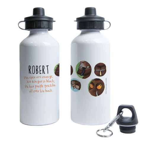 "His eyes are orange, his tongue is black" Gruffalo Personalised Water Bottle