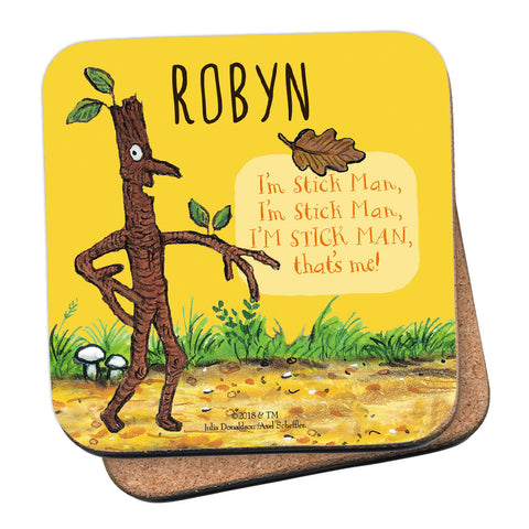 Yellow Stick Man Personalised Coaster