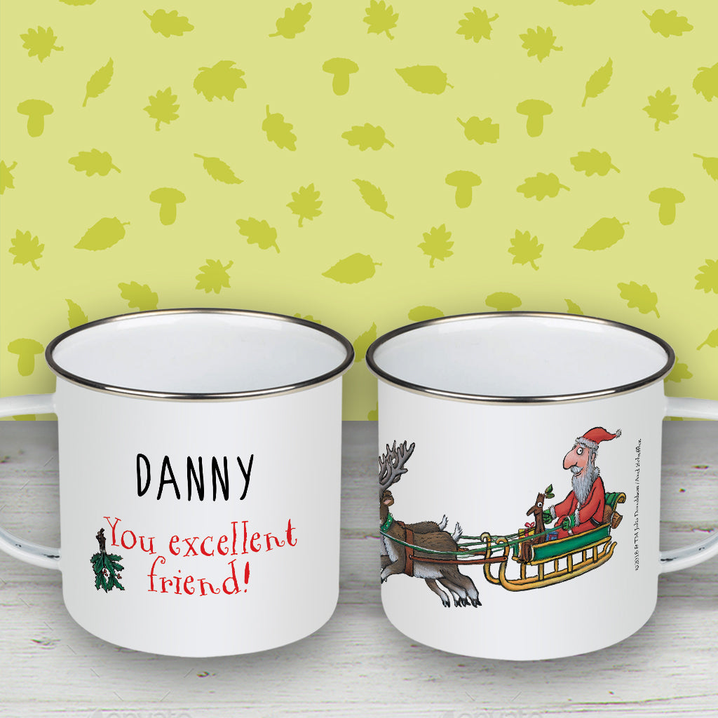 Festive Stick Man Personalised Enamel Mug