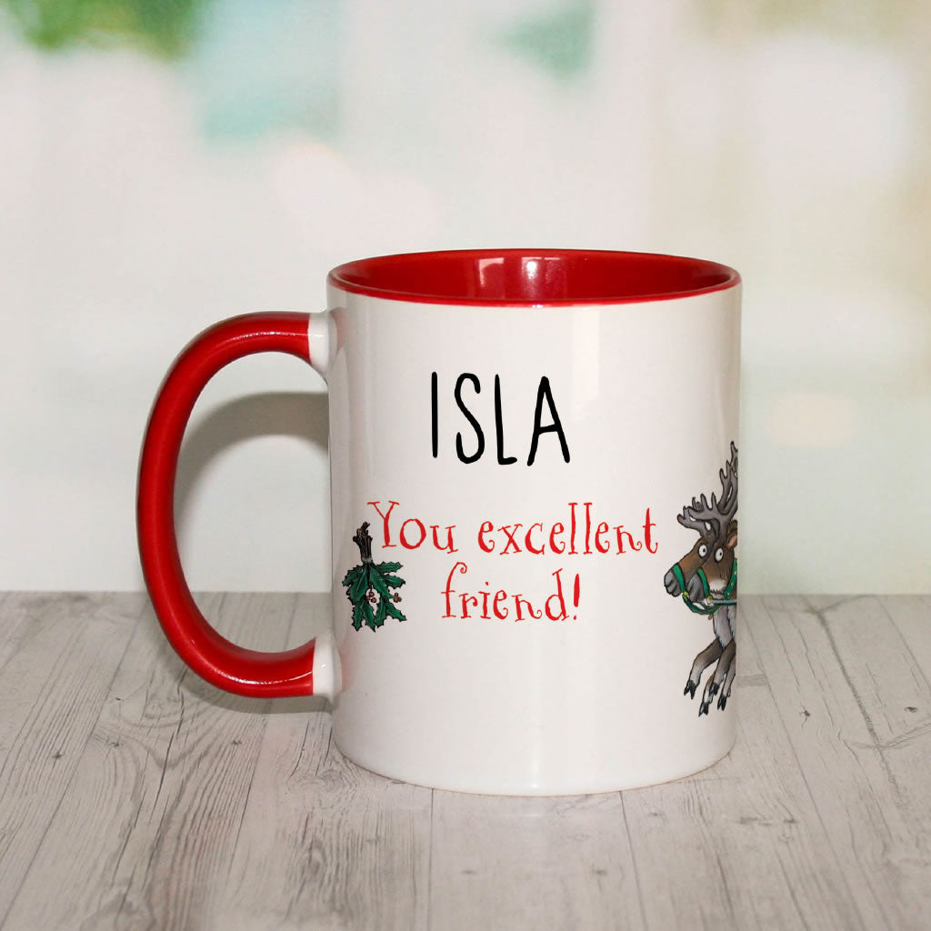 Festive Stick Man  Personalised Coloured Insert Mug (Lifestyle)