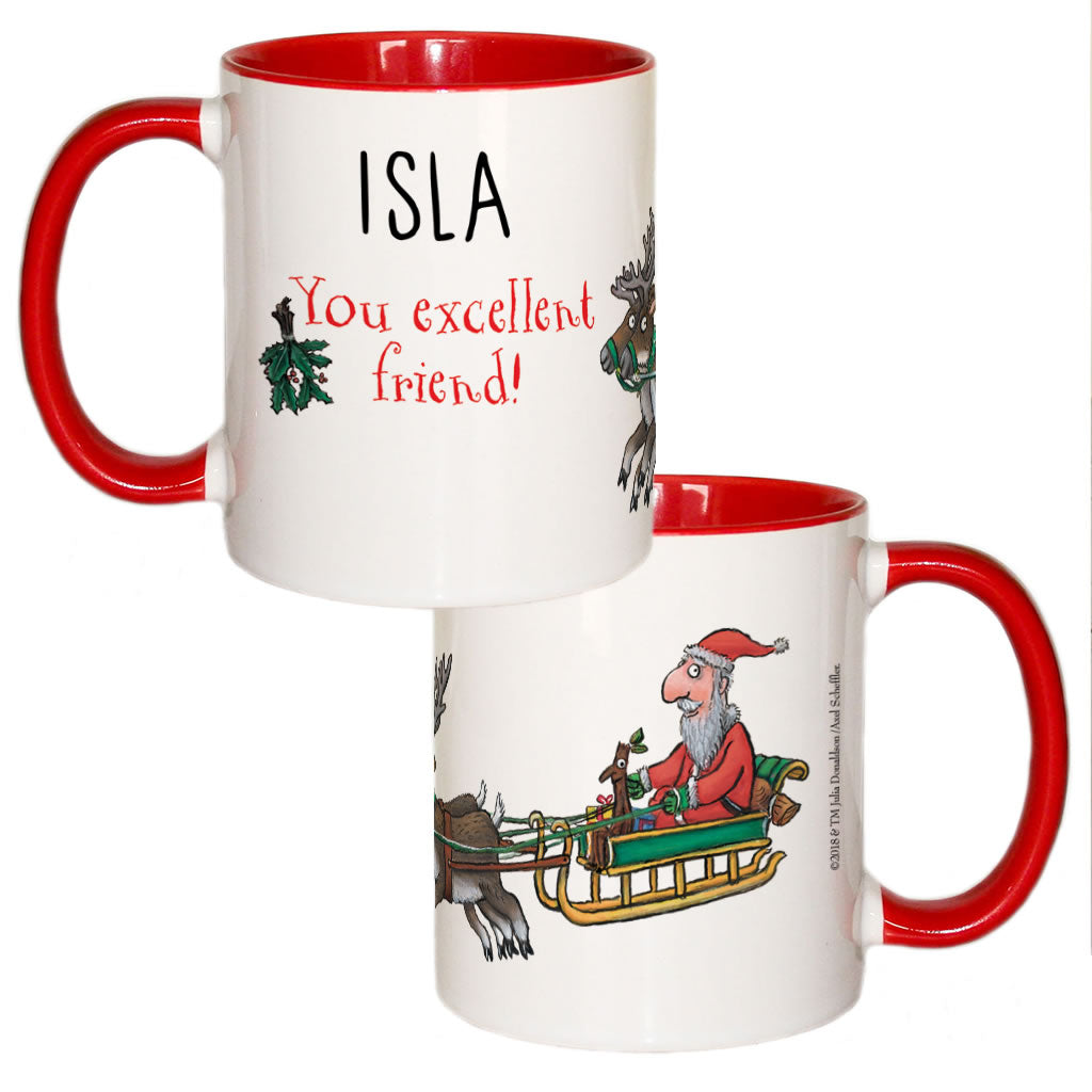 Festive Stick Man  Personalised Coloured Insert Mug