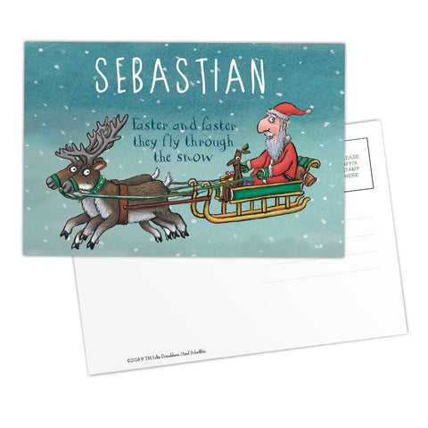 Festive Stick Man Personalised Postcard