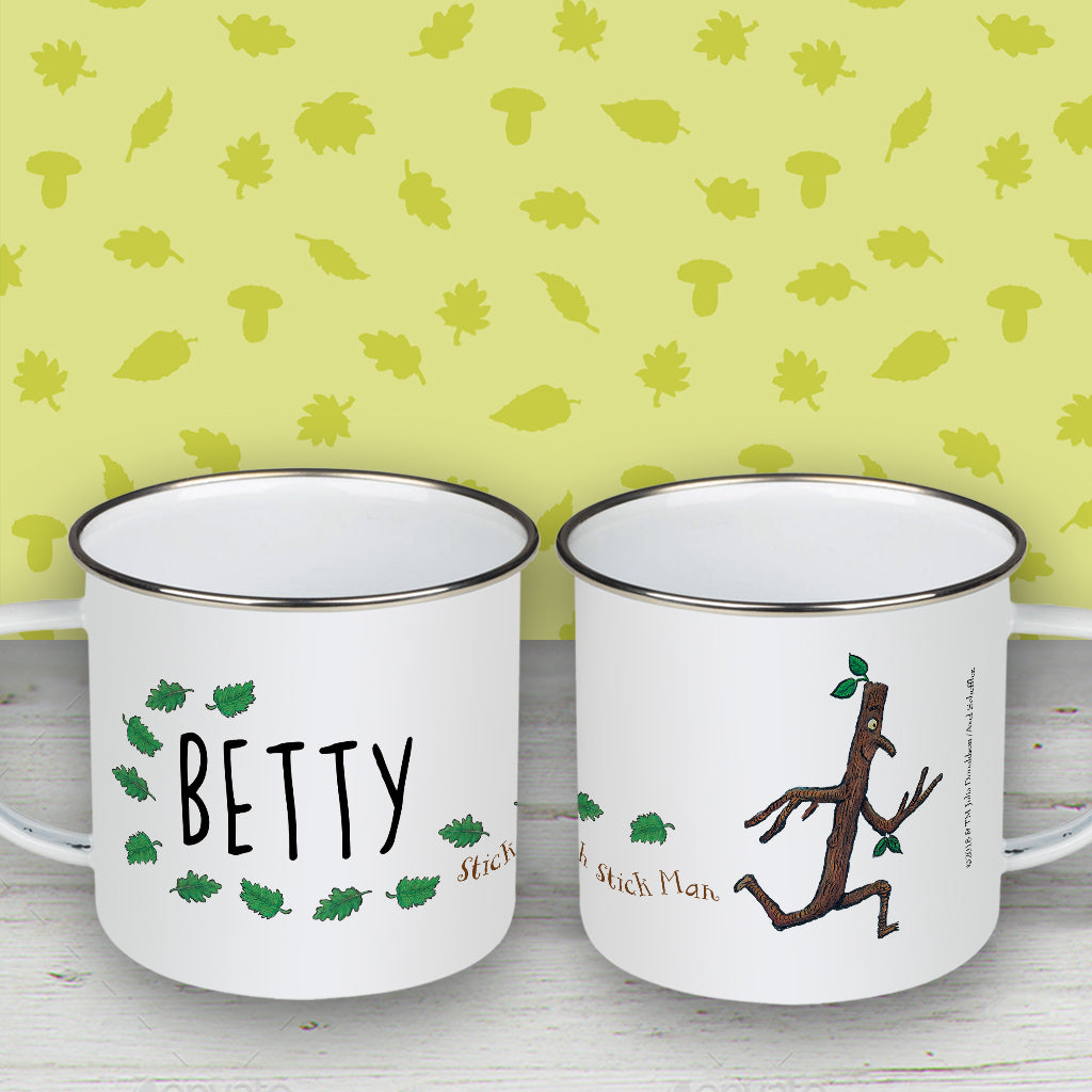 Stick Man Running Personalised Enamel Mug