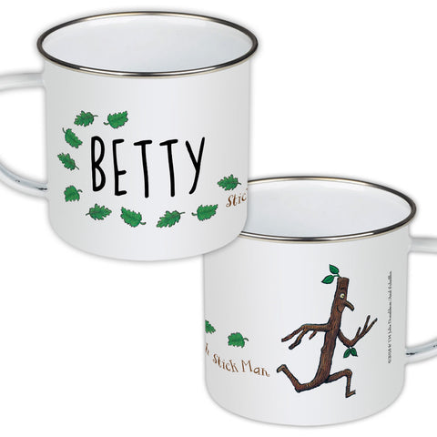 Stick Man Running Personalised Enamel Mug