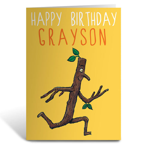 Stick Man Running Greeting Card Personalised Greeting Card