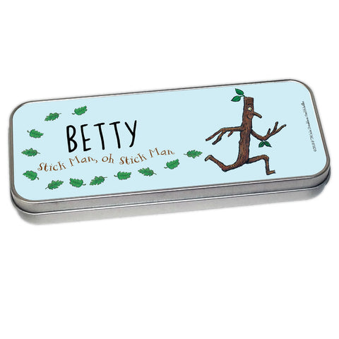 Blue Stick Man Personalised Pencil Tin