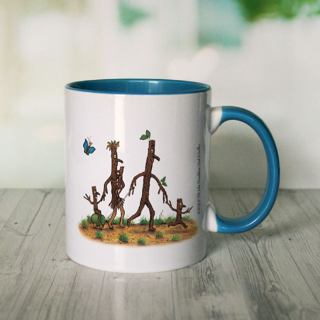 Blue Stick Man Family  Personalised Coloured Insert Mug (Lifestyle 2)