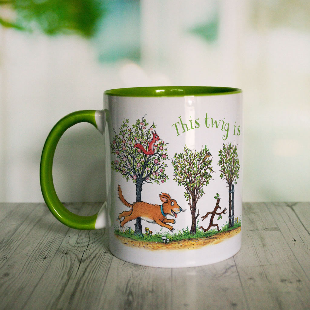 Green Stick Man Chase  Personalised Coloured Insert Mug (Lifestyle)