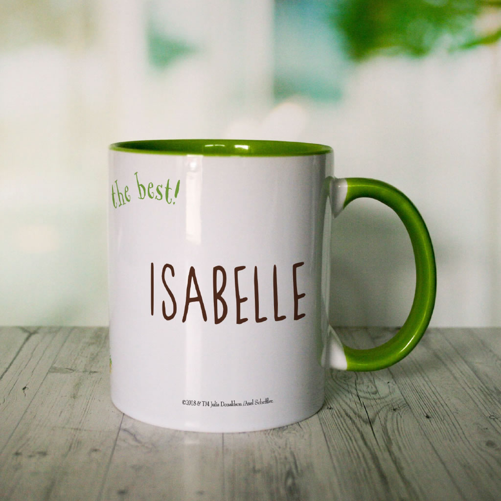 Green Stick Man Chase  Personalised Coloured Insert Mug (Lifestyle 2)