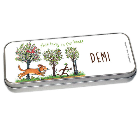 Stick Man Chase Personalised Pencil Tin