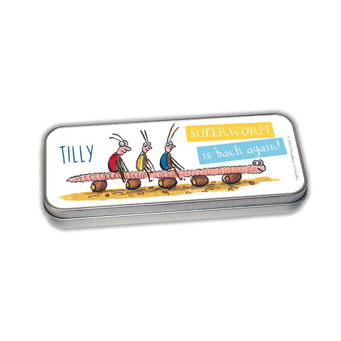 Superworm is Back Again! Personalised Pencil Tin