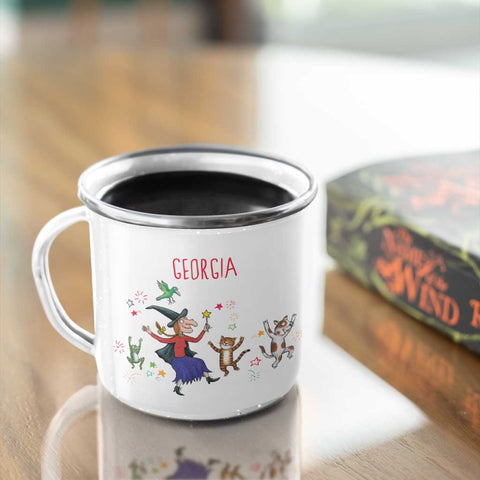 Personalised Room on the Broom 25th Anniversary Enamel Mug | Dancing Characters (10oz)