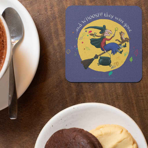Room on the Broom 25th Anniversary Coaster | 'And Woosh! They Were Gone' | Cork-Backed