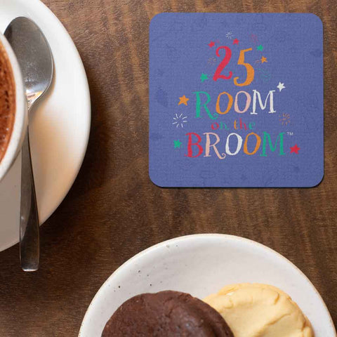 Room on the Broom 25th Anniversary Logo Coaster | Cork-Backed Table Protection