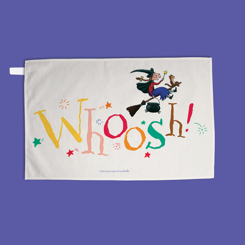 Room on the Broom 25th Anniversary 'Whoosh!' Tea Towel | 100% Cotton