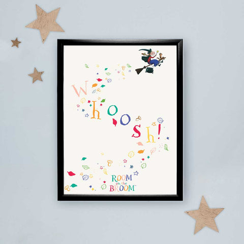 Room on the Broom 25th Anniversary 'Whoosh!' Leaf Trail Art Print | Framed Options