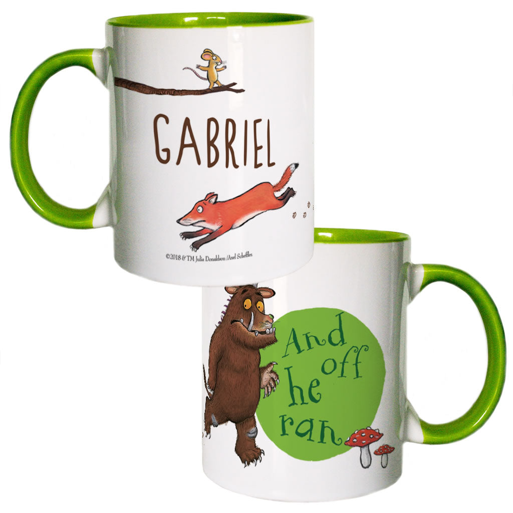 Green Fox and Gruffalo Personalised Coloured Insert Mug
