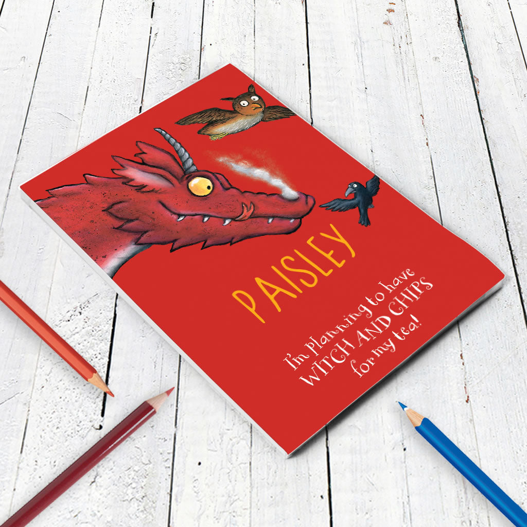 Red Dragon Room on the Broom Personalised A5 Notepad (Lifestyle)