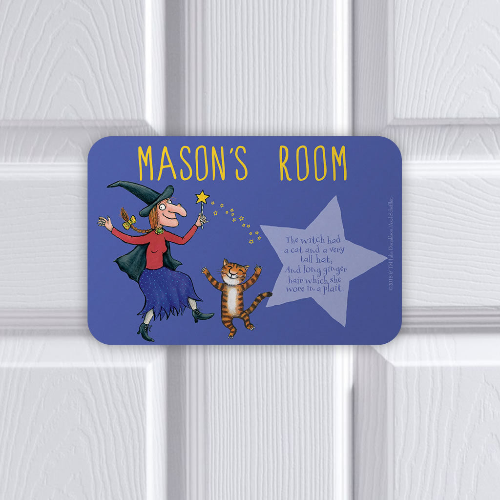Personalised Witch and Cat Room on the Broom Personalised Door Plaque (Lifestyle)