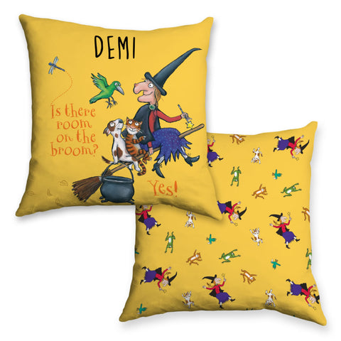 Yellow Room on the Broom Personalised Cushion