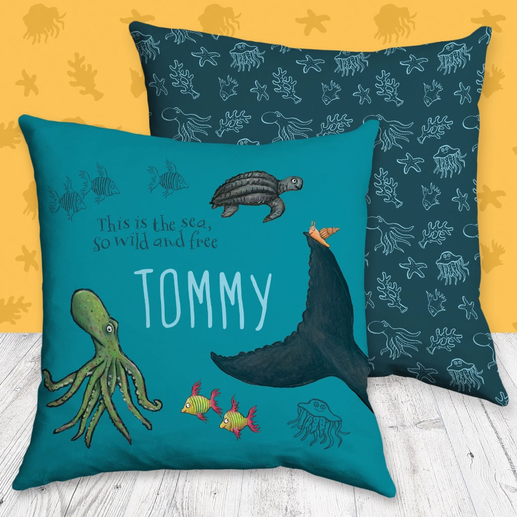 This is the sea so wild and free Personalised Cushion 2