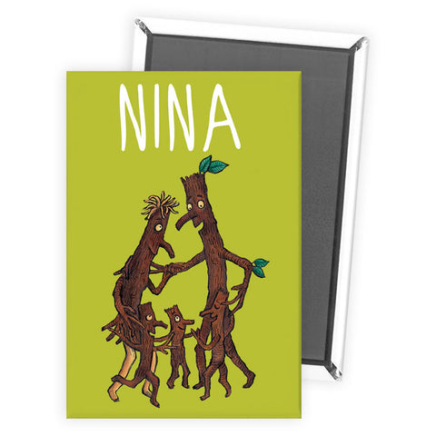 Green Stick Man Personalised Magnet