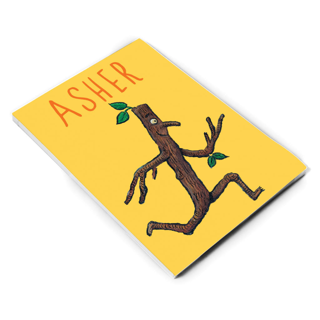 Yellow Running Stick Man Personalised A5 Notepad
