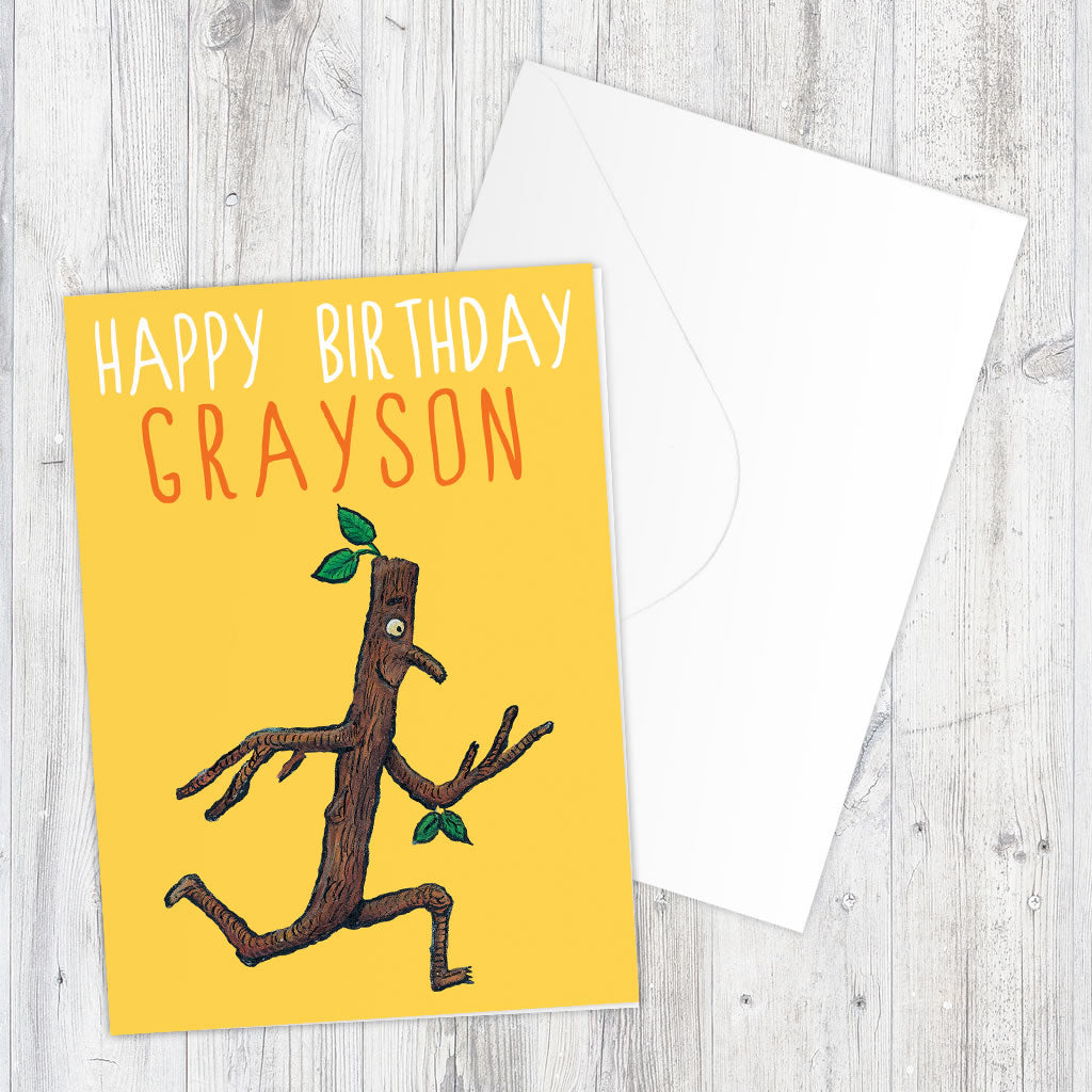 Stick Man Running Greeting Card Personalised Greeting Card (Lifestyle)