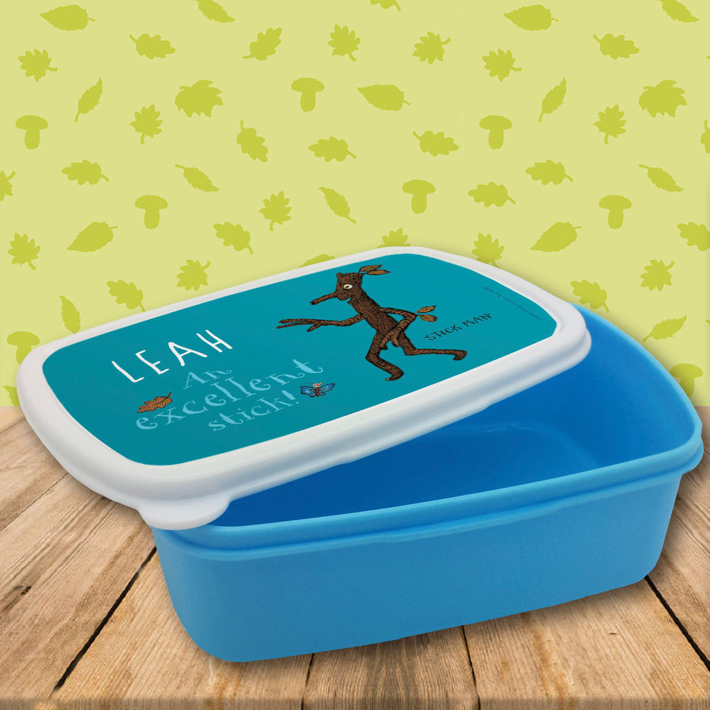 Blue Stick Man Personalised Lunch Box