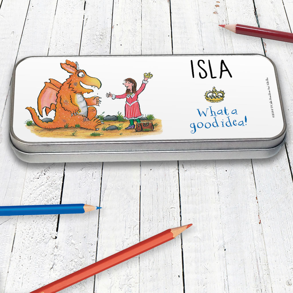 "He tried his hardest everyday" Zog Personalised Pencil Tin (Lifestyle) 