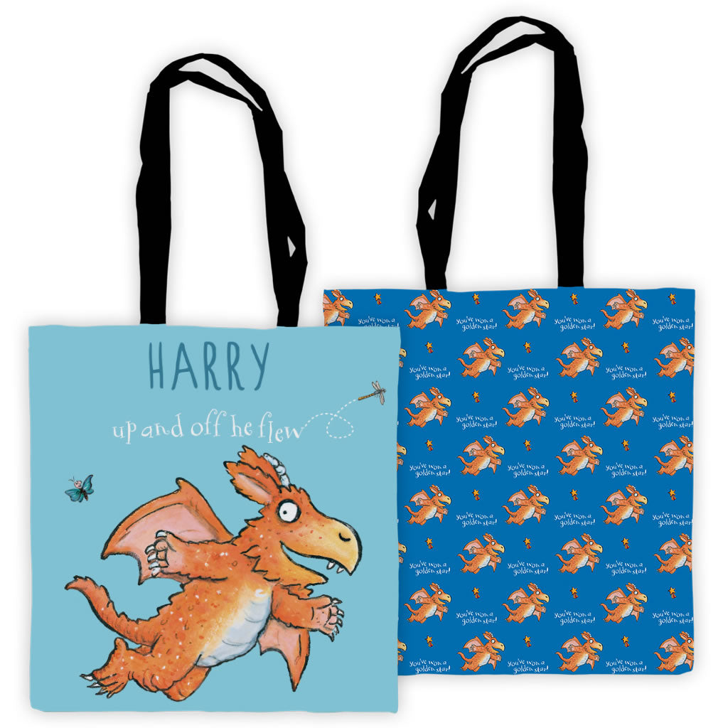 "Up and off he flew" Zog Personalised Edge to Edge Tote Bag 
