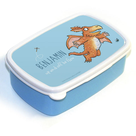 "Up and off he flew" Zog Personalised Lunchbox