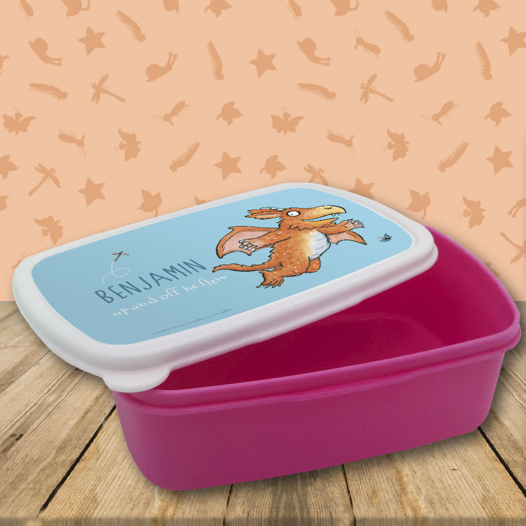 "Up and off he flew" Zog Personalised Lunchbox (Lifestyle 1) 