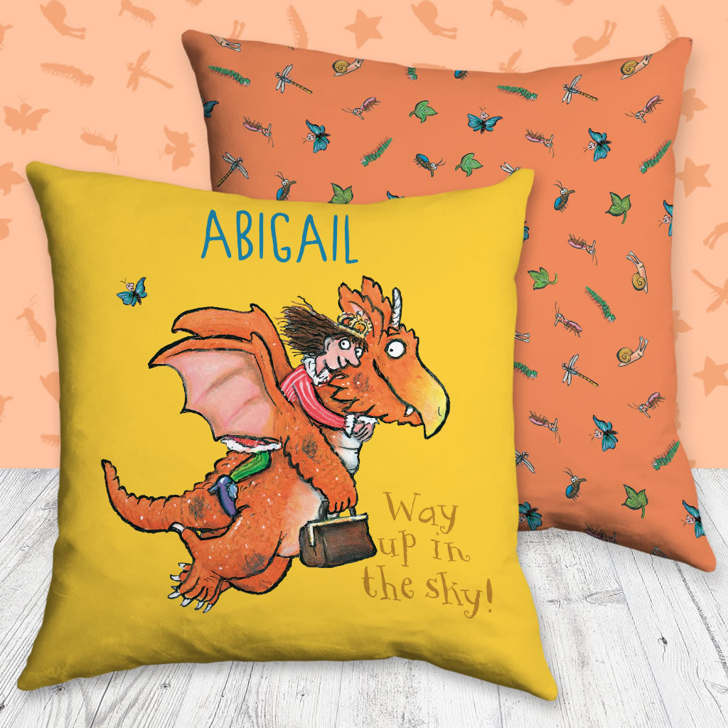 "Way up in the sky" Zog Personalised Cushion (Lifestyle) 