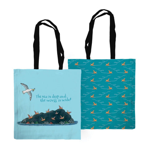The sea is deep and the world is wide! Edge to Edge Tote Bag