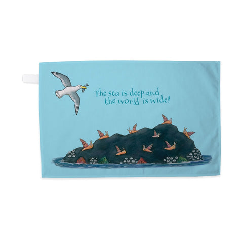 The sea is deep and the world is wide! Tea Towel